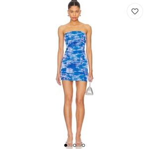 Blue and Purple Strapless Bodycon Dress for Night Out